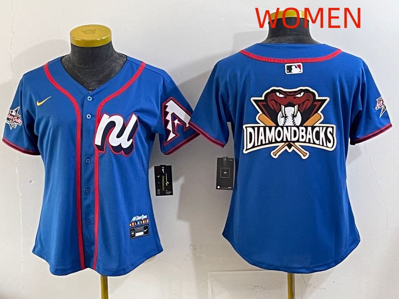 Women 2025 Arizona Diamondback Blank Blue All star Nike MLB Jersey style 02